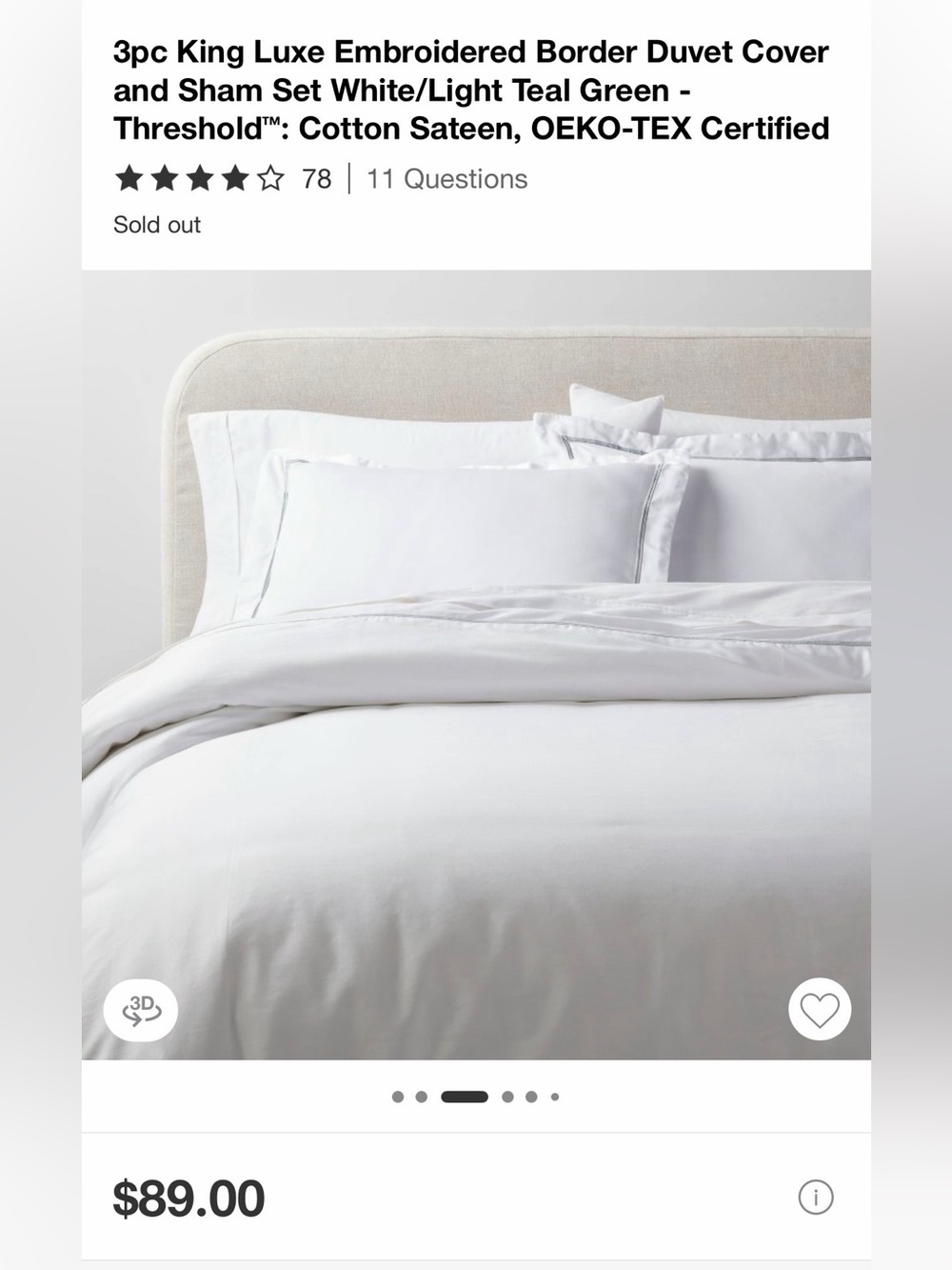 3pс King Luxe Embroidered Border Duvet Cover and Sham Set - Threshold